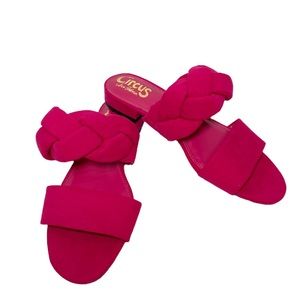 Sam Edelman circus hot bright pink braided slip on flats sandals